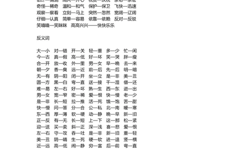 一年级语文下册近义词一年级语文下册近义词、反义词、对子歌_一年级上下册资料_小学一年级学习资料-25年更新版_1-02、小学一年级语文下册_3-6-2-1、复习、知识点、归纳汇总