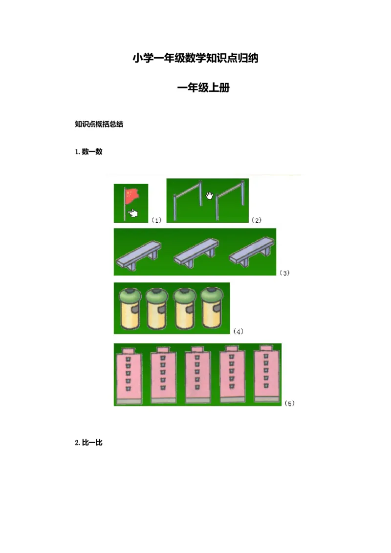 人教版一年级数学知识点归纳_一年级上下册资料_小学一年级学习资料-25年更新版_1-04、小学一年级数学下册_1-4-1、复习、知识点、归纳汇总_人教版
