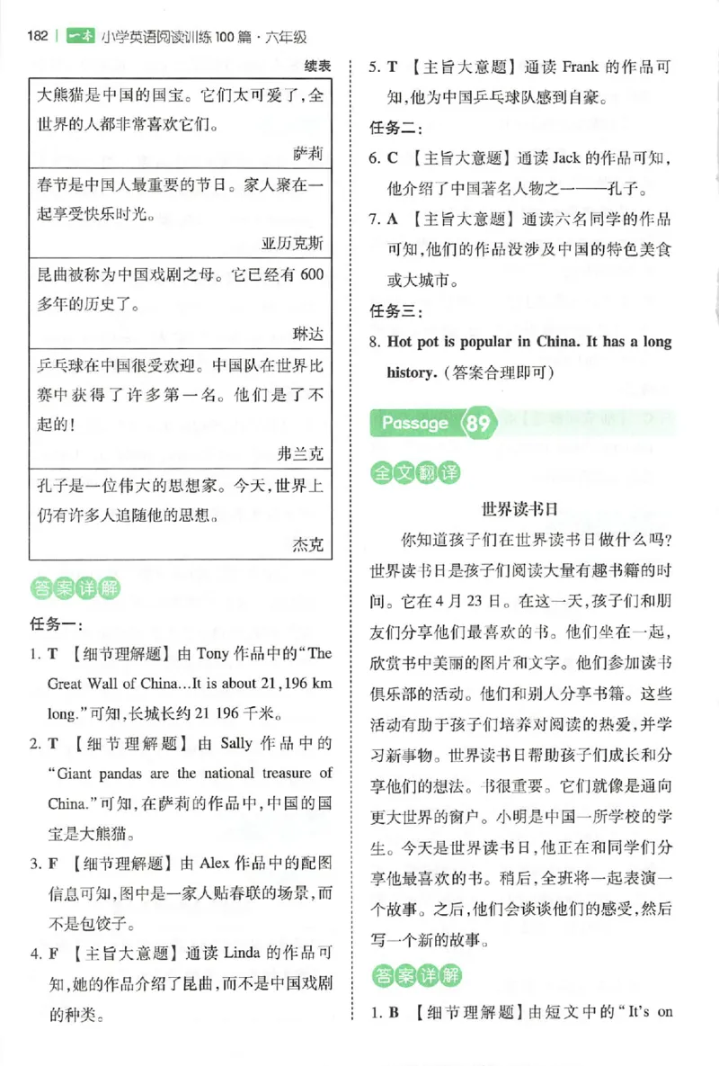 小英阅读100篇六年级答案册_25秋《一本小学英语阅读训练100篇》第九版3-6人教_26版一本小学英语阅读100篇六年级