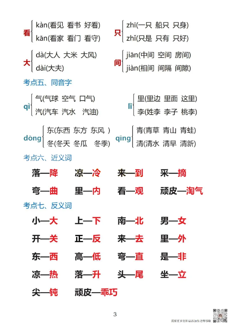 一上语文1&middot;8单元考点总结_一年级上下册资料_一年级上册小红书同款资料_一年级(1)