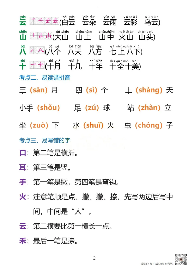 一上语文1&middot;8单元考点总结_一年级上下册资料_一年级上册小红书同款资料_一年级(1)