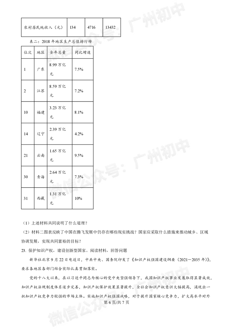 第五中学滨江学校2024-2025学年九年级10月反馈道德与法治试题_广州九上月考+期中+期末+一模二模+中考真题_九上月考_初三上十月考