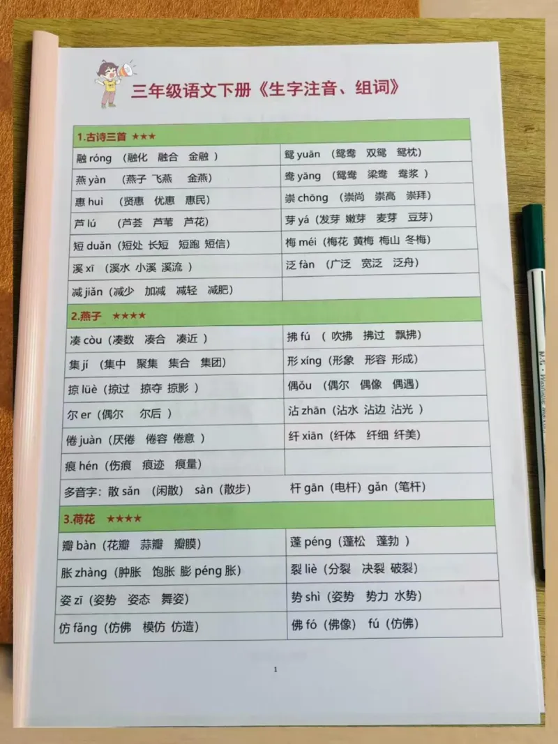 新班主任说，三年级下册寒假语文这样预习_三年级上下册资料_三年级下册小红书同款资料_三下语文