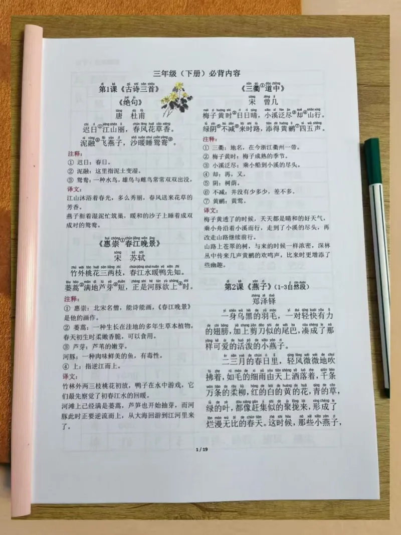 新班主任说，三年级下册寒假语文这样预习_三年级上下册资料_三年级下册小红书同款资料_三下语文