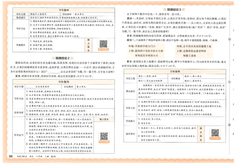 六上语文王朝霞培优100分_25秋小学语数英习题试卷_语文_25秋培优100分语文