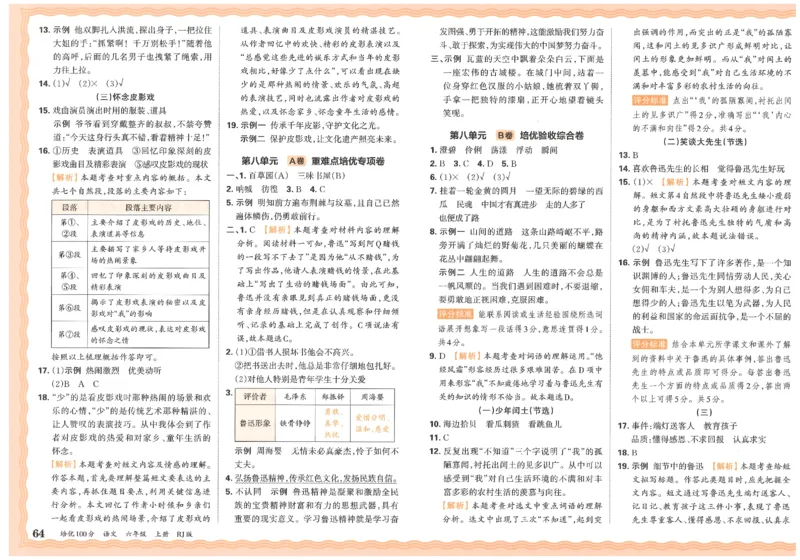 六上语文王朝霞培优100分_25秋小学语数英习题试卷_语文_25秋培优100分语文