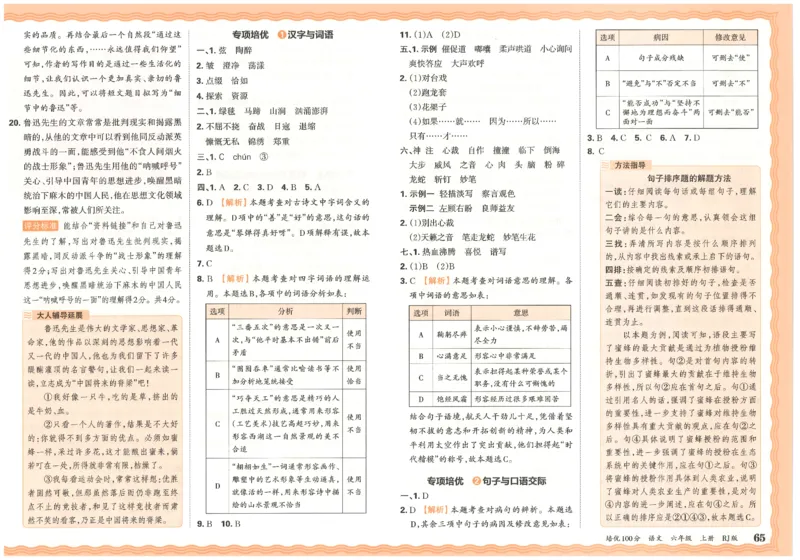 六上语文王朝霞培优100分_25秋小学语数英习题试卷_语文_25秋培优100分语文