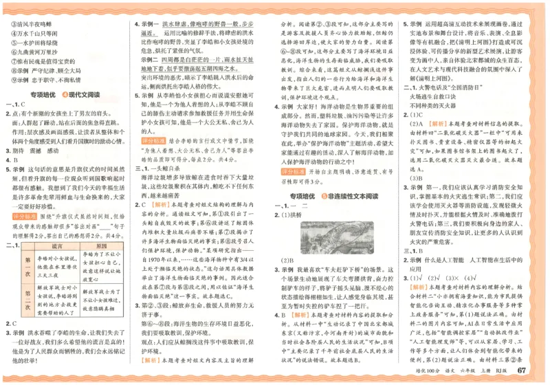 六上语文王朝霞培优100分_25秋小学语数英习题试卷_语文_25秋培优100分语文