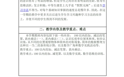 新人教版二年级数学上册教学计划+进度表_一年级上下册资料_小学一年级学习资料-25年更新版_1-03、小学一年级数学上册_人教版_09、课件教案_人教版教学计划进度表