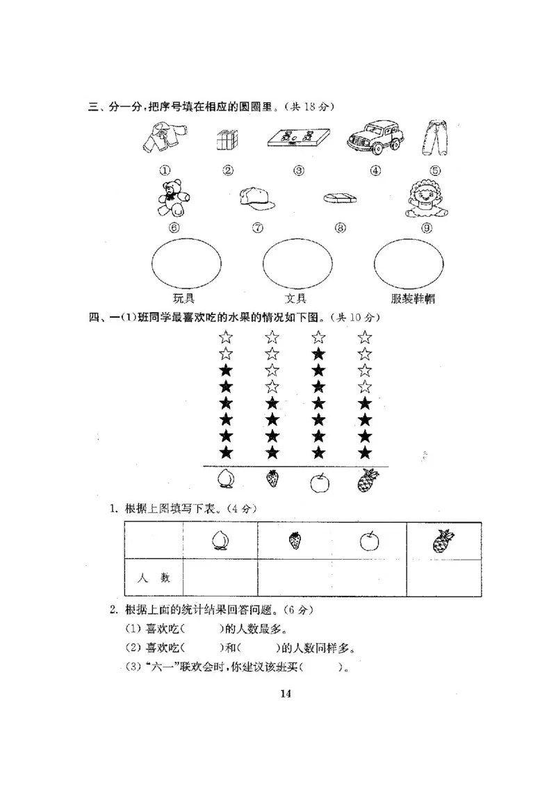 人教版数学1下期中复习试卷8套附答案_一年级上下册资料_小学一年级学习资料-25年更新版_1-04、小学一年级数学下册_1-4-2、练习题、作业、试题、试卷_人教版_期中测试卷