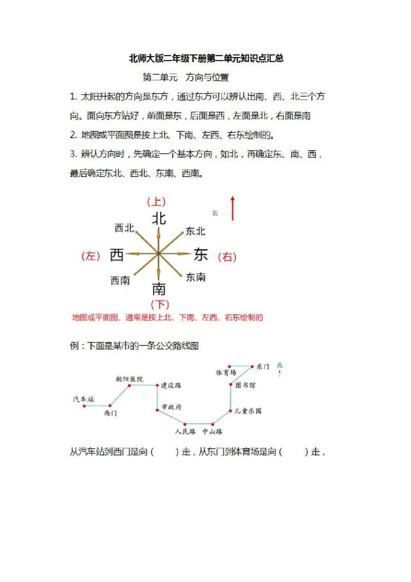 北师大数学二年级下册知识汇总_二年级上下册资料_小学二年级学习资料-25年更新版_2-04、小学二年级数学下册_2-4-1、复习、知识点、归纳汇总_北师大版