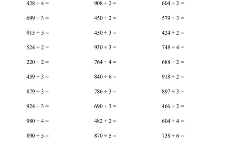 口算题(三位数除以一位数)2000题_小学数学口算计算速算练习1（1-6）题目类型全_三年级_口算3年级下册10000题_3下口算题(三位数除以一位数)2000题