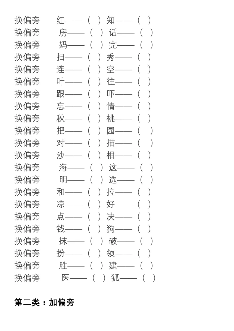 小学语文部编二年级上册、加偏旁换偏旁归类_二年级上下册资料_小学二年级学习资料-25年更新版_2-01、小学二年级语文上册_2-1-1、复习、知识点、归纳汇总