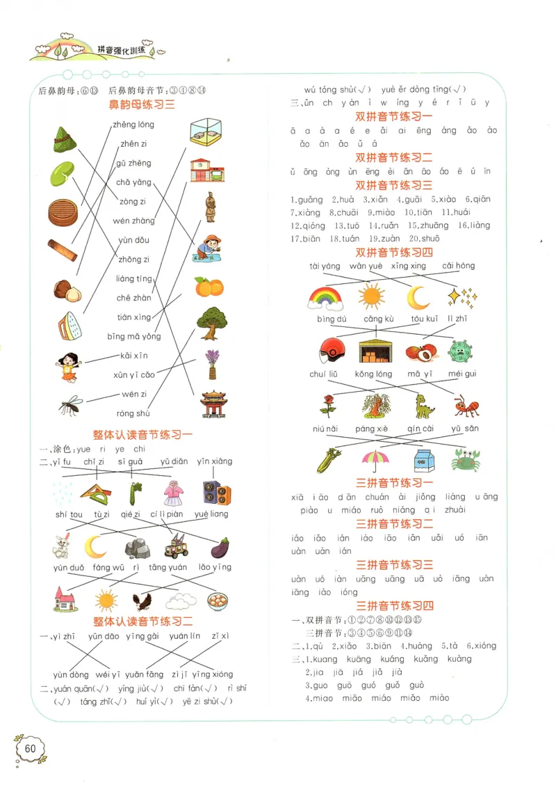 拼音专项训练（最全）_一年级下册语文期末复习考点过关练习拼音词语句子多音字看图写话