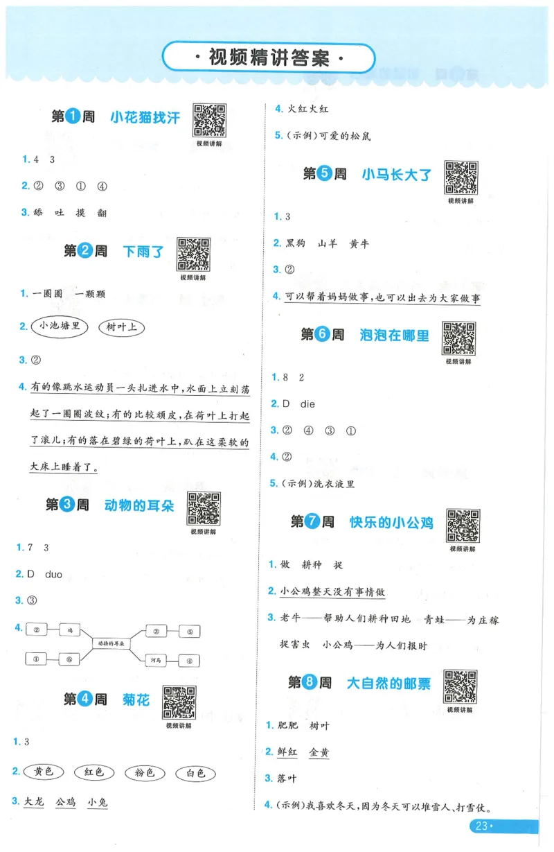 一下语文阳光同学周周提优_一年级上下册资料_53黄冈多个品牌系列资料_语文