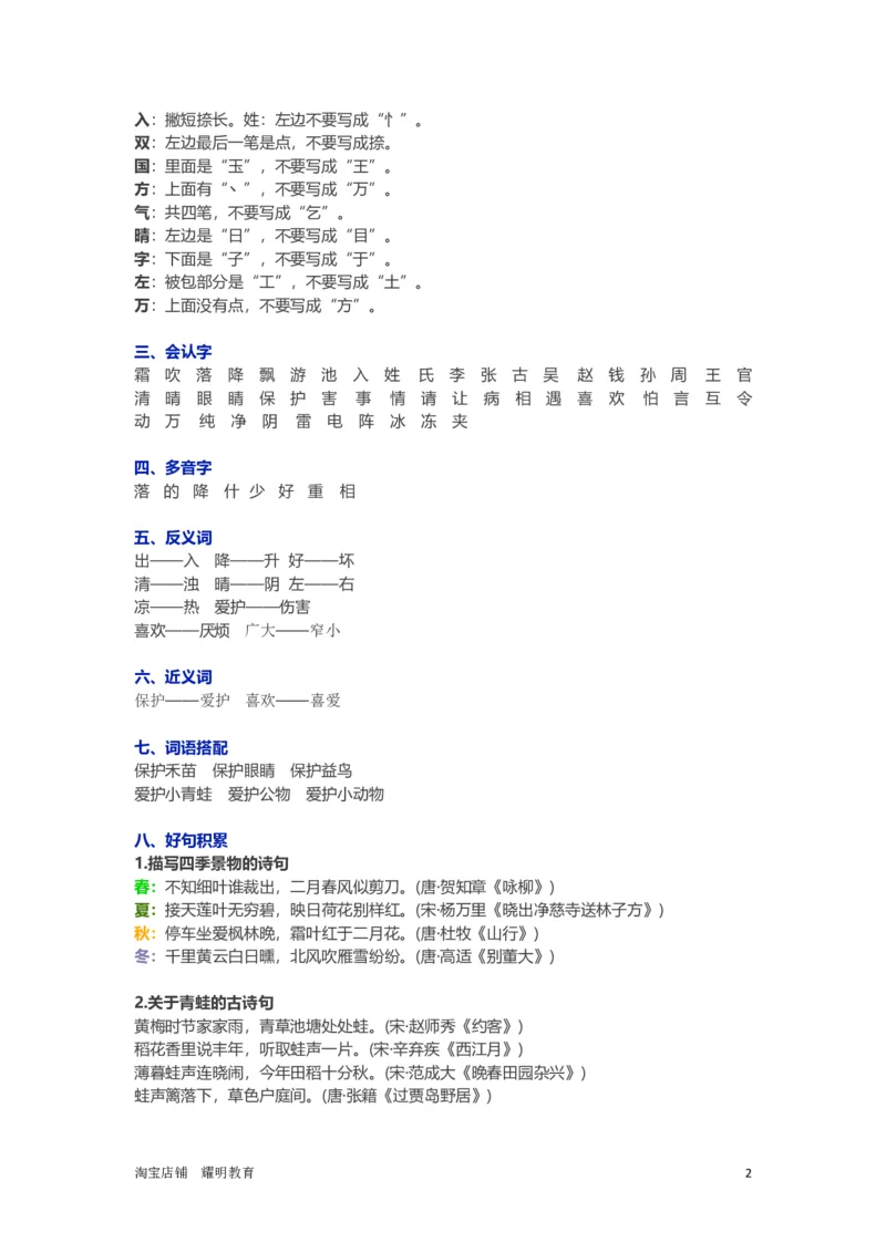 人教小学语文1下各单元知识要点归纳_小学语文一至六年级上下册电子版PDF单元知识点考试重点难点解析_知识点归纳总结人教小学语文1下