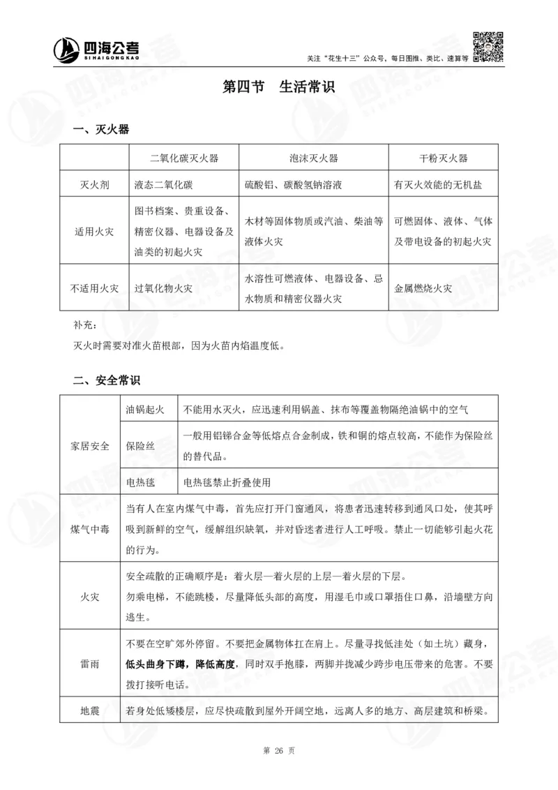 四海常识判断背诵手册16-22节答案_2026考公资料_（01）花生十三_01系统班（2026版）花生十三旗舰班（行测+申论）_常识判断_背诵手册