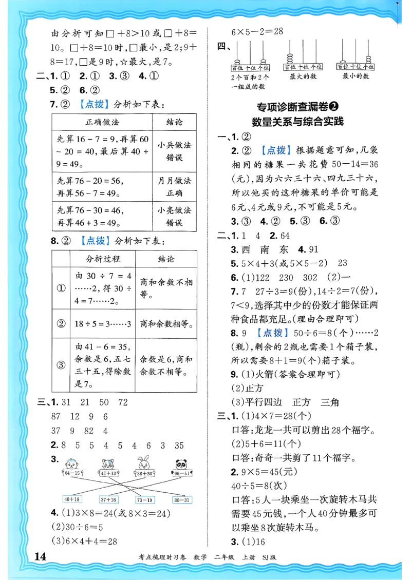 二上数学苏教答案解析时习卷_25秋小学语数英习题试卷_数学_苏教版_数学《王朝霞考点梳理时习卷》苏教25秋(1)_考点梳理时习卷数学SJ2上