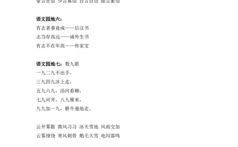 全册日积月累知识_二年级上下册资料_二年级语数英上下册学习资料_3-7-1、小学二年级语文上册_统编、部编、人教（语文全国统一只有一个版）_1、知识点总结_期末总复习