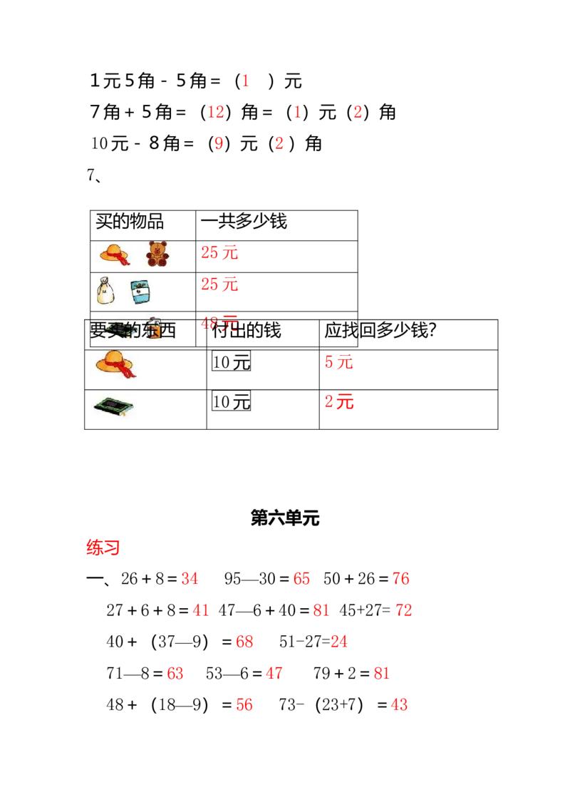 数学1下知识点归纳及易错题_一年级上下册资料_小学一年级学习资料-25年更新版_1-04、小学一年级数学下册_1-4-1、复习、知识点、归纳汇总_通用