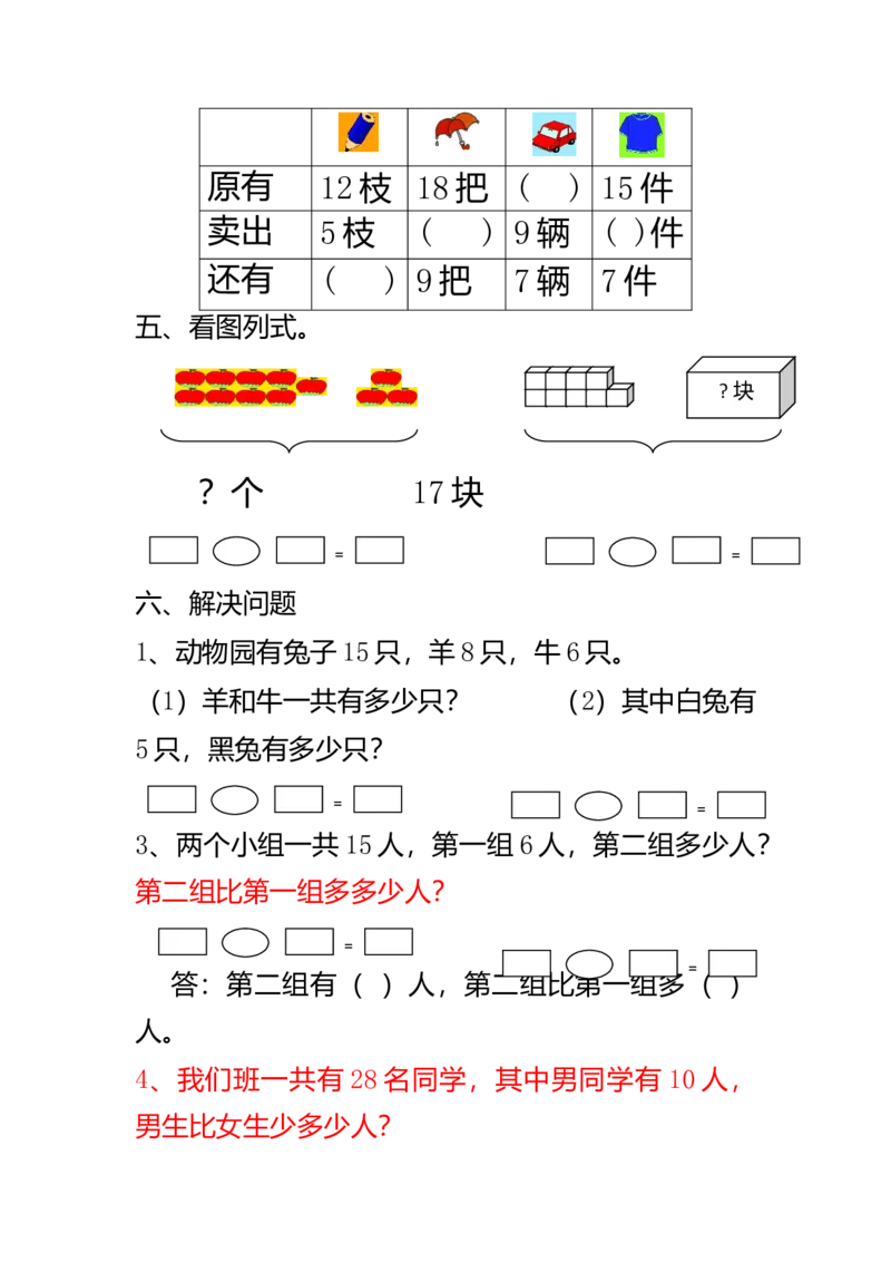 数学1下知识点归纳及易错题_一年级上下册资料_小学一年级学习资料-25年更新版_1-04、小学一年级数学下册_1-4-1、复习、知识点、归纳汇总_通用