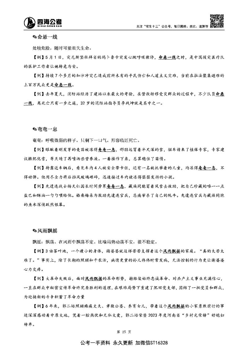 四海高频成语积累700词_2026考公资料_花生十三合集_旗舰班-省考2025花生十三省考系统班（花生行测+飞扬申论）⭐_行测2025花生省考系统班_讲义