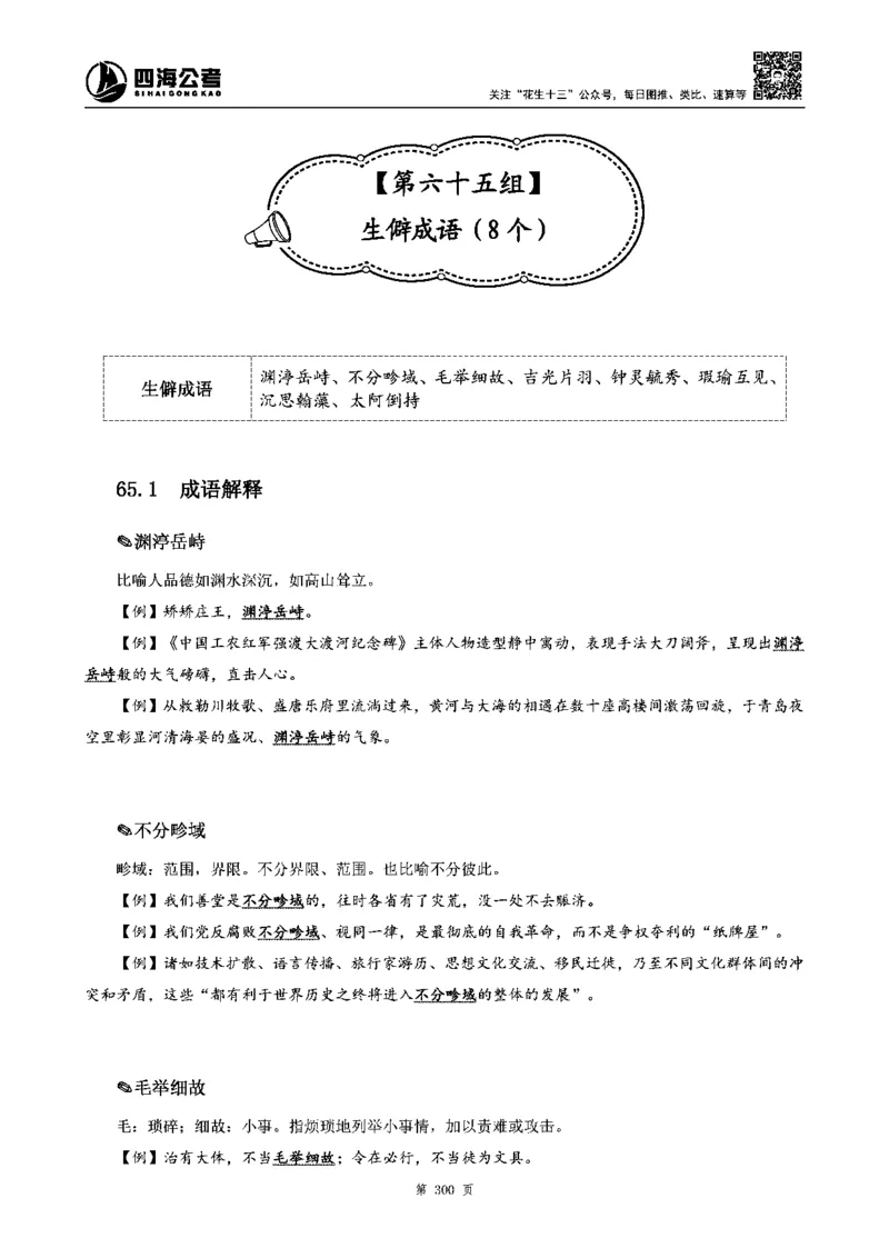 四海高频成语积累700词_2026考公资料_花生十三合集_旗舰班-省考2025花生十三省考系统班（花生行测+飞扬申论）⭐_行测2025花生省考系统班_讲义