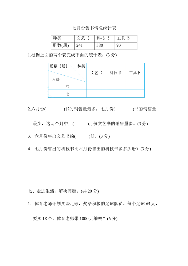 人教版二年级下册数学期中检测卷(含答案)_二年级上下册资料_二年级语数英上下册学习资料_3-7-4、小学二年级数学下册_人教版_4、期中测试卷