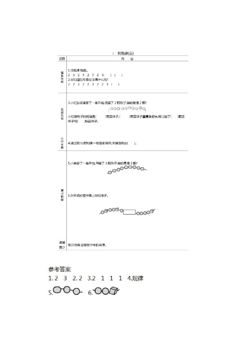 人教版数学一年级下册课前预习单_一年级上下册资料_小学一年级学习资料-25年更新版_1-04、小学一年级数学下册_1-4-1、复习、知识点、归纳汇总_人教版