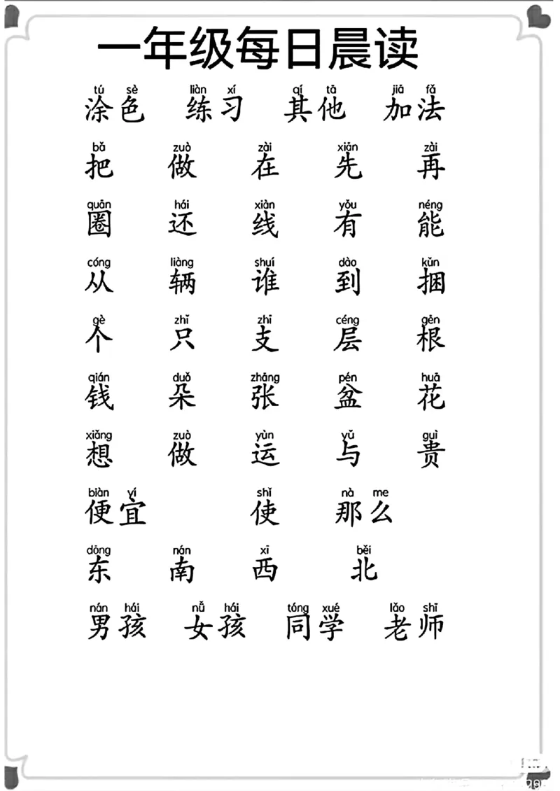 一年级语文数学考试常用常见字_一年级上下册资料_一年级上册小红书同款资料_一年级(1)