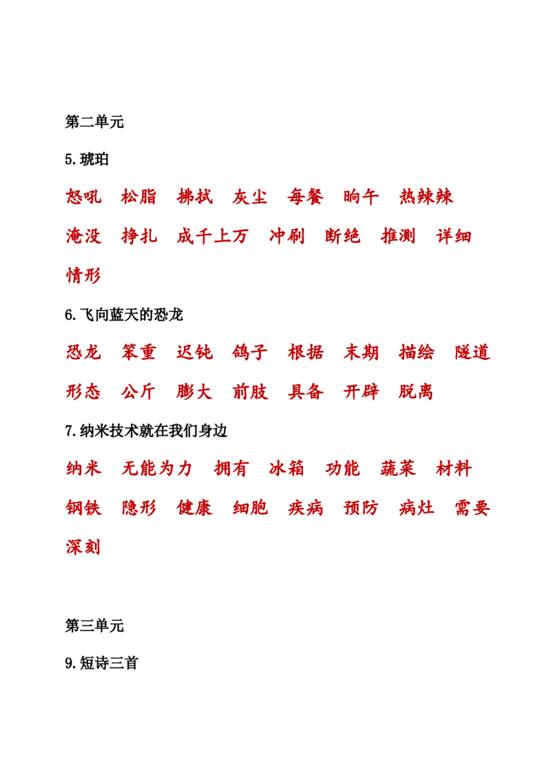 人教小学语文4下知识点之生字词汇总_小学语文一至六年级上下册电子版PDF单元知识点考试重点难点解析_知识点归纳总结人教小学语文4下