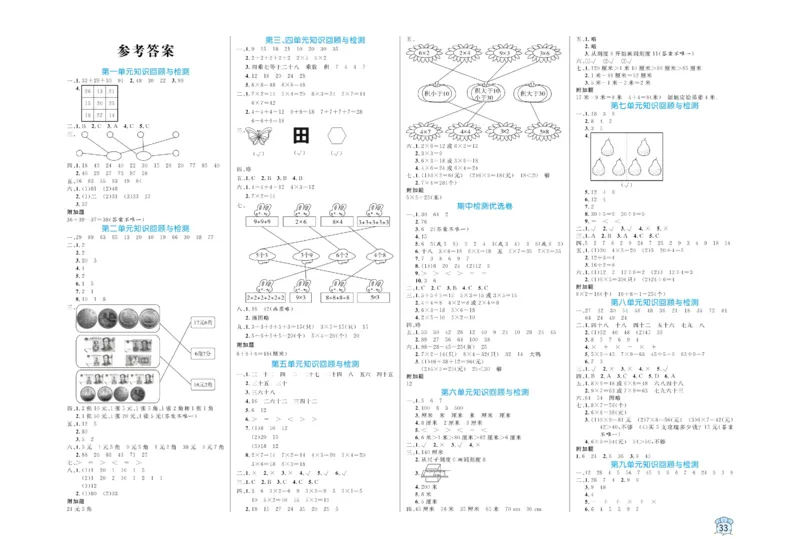 《黄冈名卷》数学2年级上册（BS）_二年级上下册资料_小学二年级学习资料-25年更新版_2-03、小学二年级数学上册_2-3-2、练习题、作业、试题、试卷_北师大版_电子册类