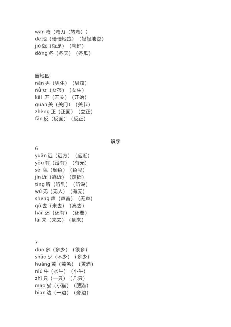 人教部编版一年上册语文识字表生字组词带拼音_一年级上下册资料_小学一年级学习资料-25年更新版_1-01、小学一年级语文上册_01、知识汇总