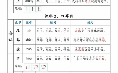 一上语文生字，组词，造句_一年级上下册资料_一年级直播间资料
