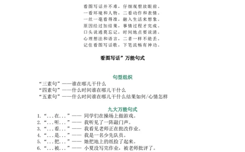 小学一二年级看图写话顺口溜万能句式范文_二年级上下册资料_小学二年级学习资料-25年更新版_2-01、小学二年级语文上册_2-1-1、复习、知识点、归纳汇总_看图写话