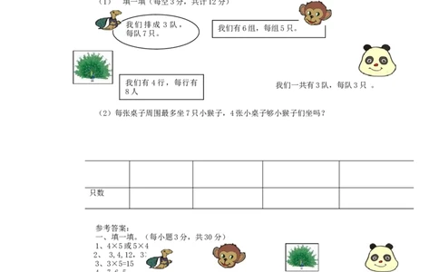 二（上）青岛版数学期中测试卷.2_二年级上下册资料_小学二年级学习资料-25年更新版_2-03、小学二年级数学上册_2-3-2、练习题、作业、试题、试卷_青岛54版_期中测试卷