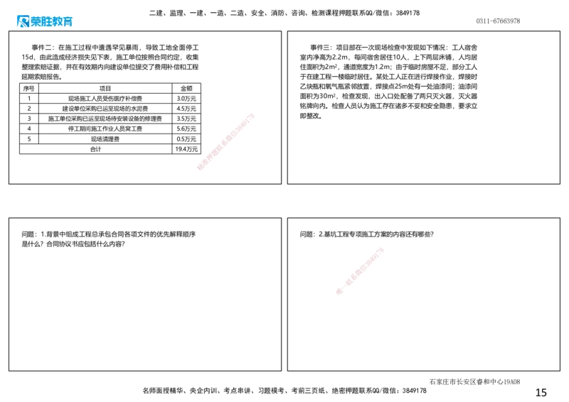 2025一建建筑狂飙120分案例题纯题目2（可打印版）_2026年一级建造师_2026年一建建筑_2025年一建建筑SVIP_04-冲刺串讲✿考点强化✿小灶集训_讲义