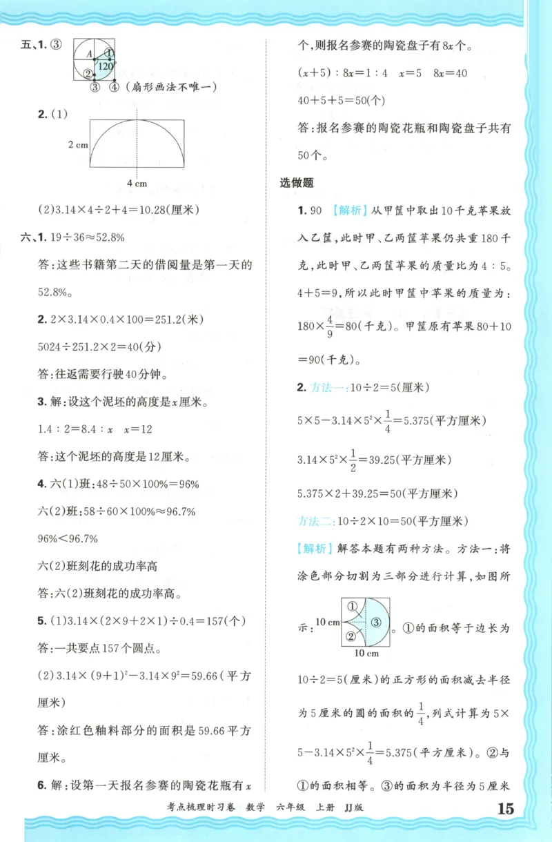 六年级数学上册冀教版25秋《王朝霞考点梳理时习卷》答案_25秋小学语数英习题试卷_数学_冀教版_1-6年级数学上册冀教版25秋《王朝霞考点梳理时习卷》