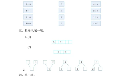 人教版数学一年级上册第三单元1~5的认识和加减法测试卷（一）_一年级上下册资料_一年级上语数英上下册学习资料_3-6-3、小学一年级数学上册_人教版_3、单元测试卷