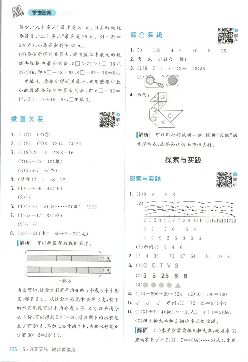 二年级数学上册苏教版25秋《53天天练》答案_25秋小学语数英习题试卷_数学_苏教版_1-6年级数学上册苏教版25秋《53天天练》_二年级数学上册苏教版25秋《53天天练》