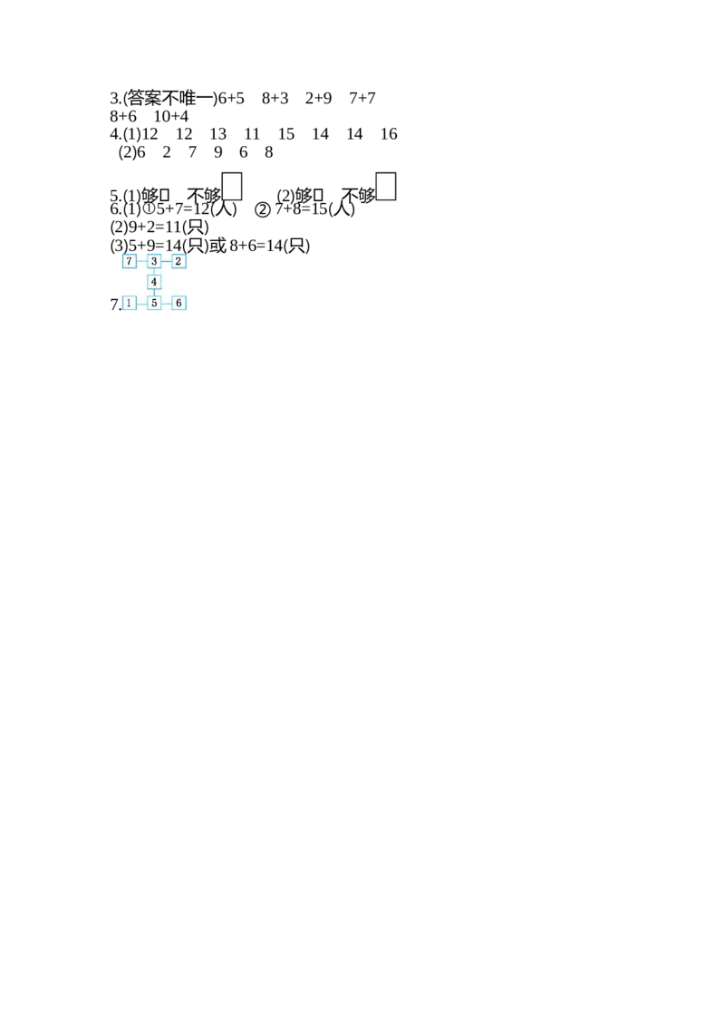 人教版数小学数学一年级上册第八单元20以内的进位加法元测试卷（二）_一年级上下册资料_小学一年级学习资料-25年更新版_1-03、小学一年级数学上册_人教版_03、单元试卷