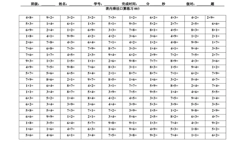 小学二年级上册上学期-数学表内乘法口算练习题3_二年级上下册资料_小学二年级学习资料-25年更新版_2-03、小学二年级数学上册_2-3-2、练习题、作业、试题、试卷_通用