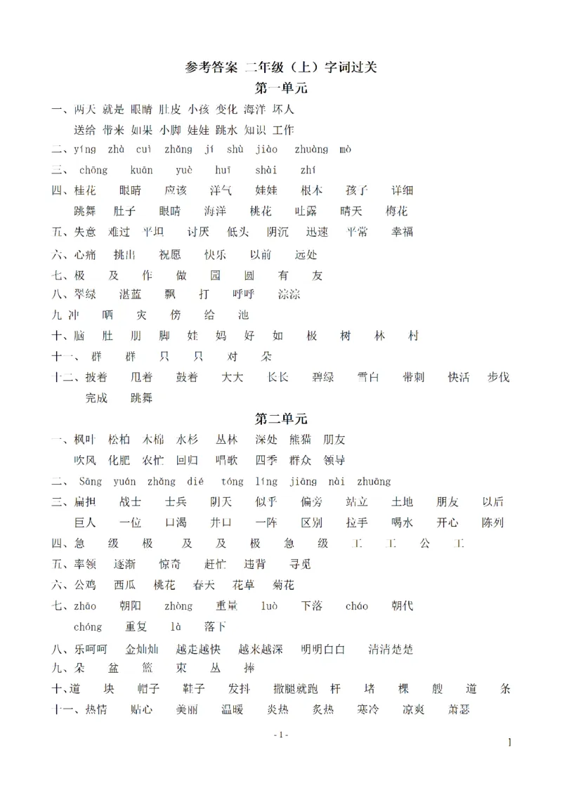 二（上）语文期末：同步单元字词.字形.字音字义专项_二年级上下册资料_小学二年级学习资料-25年更新版_2-01、小学二年级语文上册_2-1-2、练习题、作业、试题、试卷_专项练习