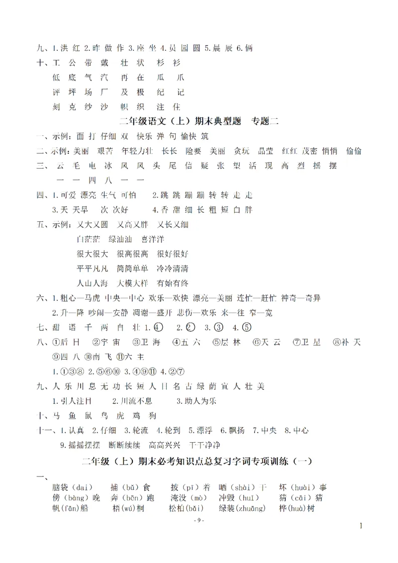 二（上）语文期末：同步单元字词.字形.字音字义专项_二年级上下册资料_小学二年级学习资料-25年更新版_2-01、小学二年级语文上册_2-1-2、练习题、作业、试题、试卷_专项练习