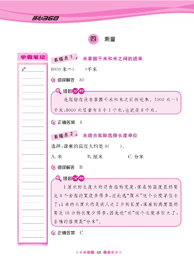 二（下）数学北师大BS版易错考点清单（核心课堂）_二年级上下册资料_小学二年级学习资料-25年更新版_2-04、小学二年级数学下册_2-4-1、复习、知识点、归纳汇总_北师大版