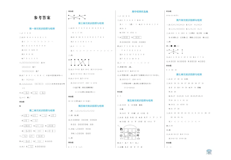 《黄冈名卷》数学1年级上册（BS）_一年级上下册资料_小学一年级学习资料-25年更新版_1-03、小学一年级数学上册_北师大版_10、电子书籍