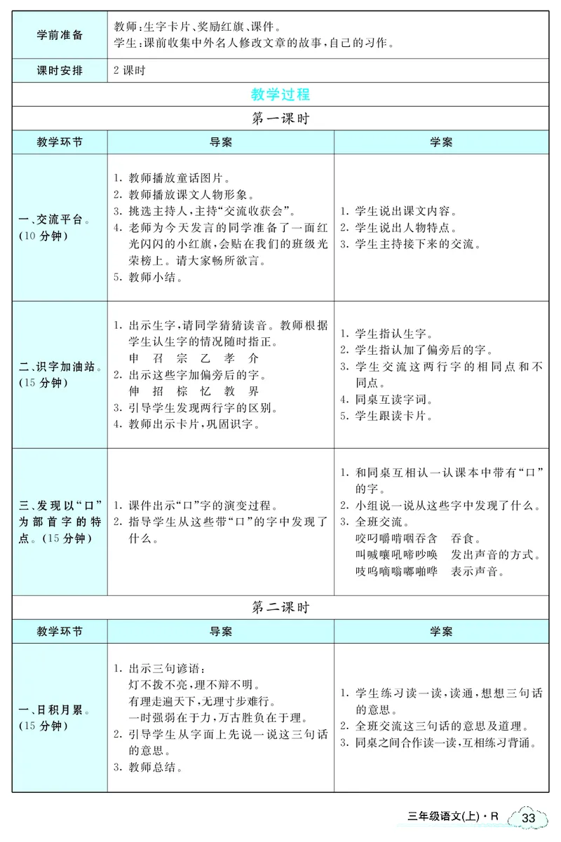 智慧树语文3年级上（RJ）_三年级上下册资料_小学三年级学习资料-25年更新版_3-01、小学三年级语文上册_3-1-3、课件、讲义、教案