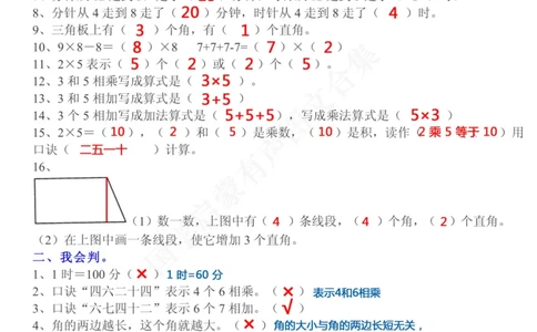 二（上）数学：重点易错题汇总_二年级上下册资料_小学二年级学习资料-25年更新版_2-03、小学二年级数学上册_2-3-2、练习题、作业、试题、试卷_通用_精品专项练习（通用）