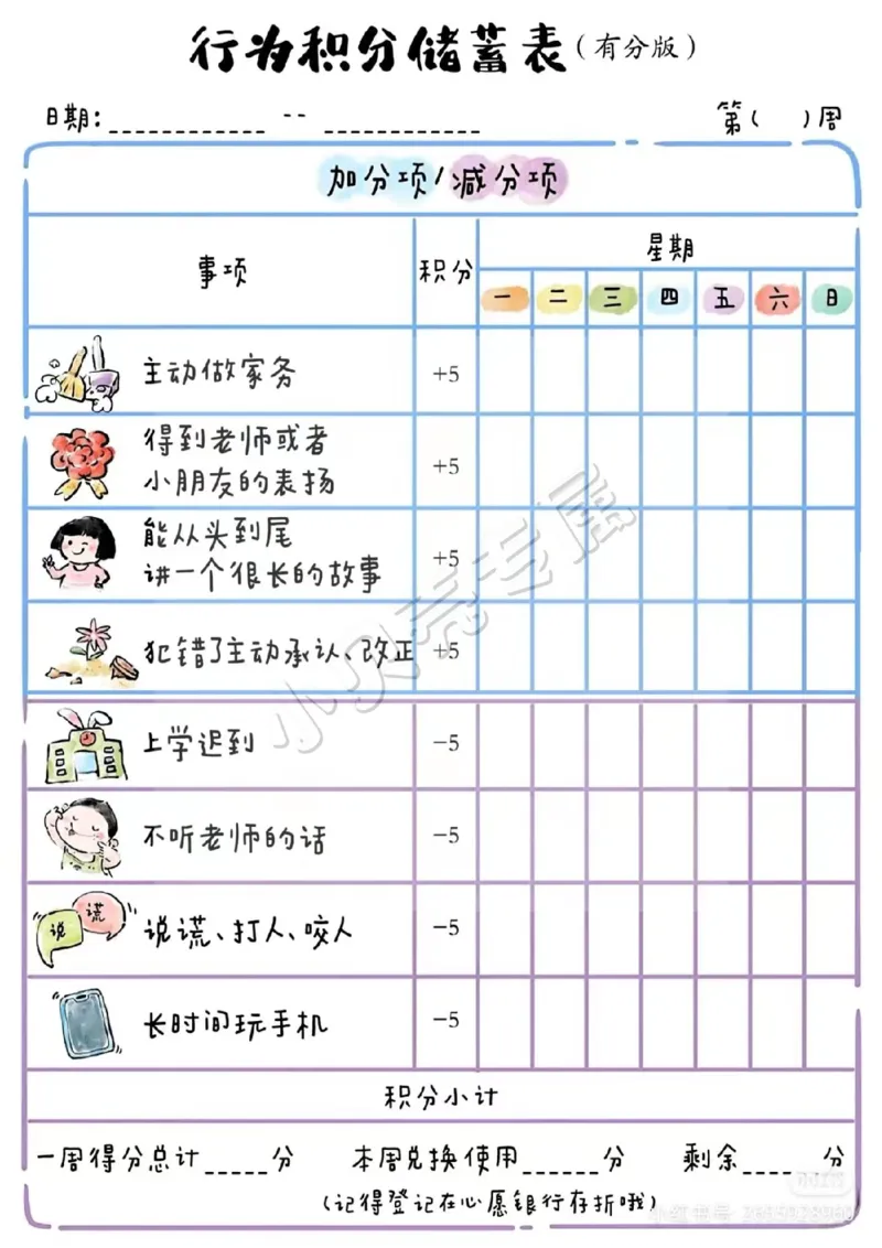 新积分表(1)_一年级上下册资料_一年级上册小红书同款资料_一年级(1)