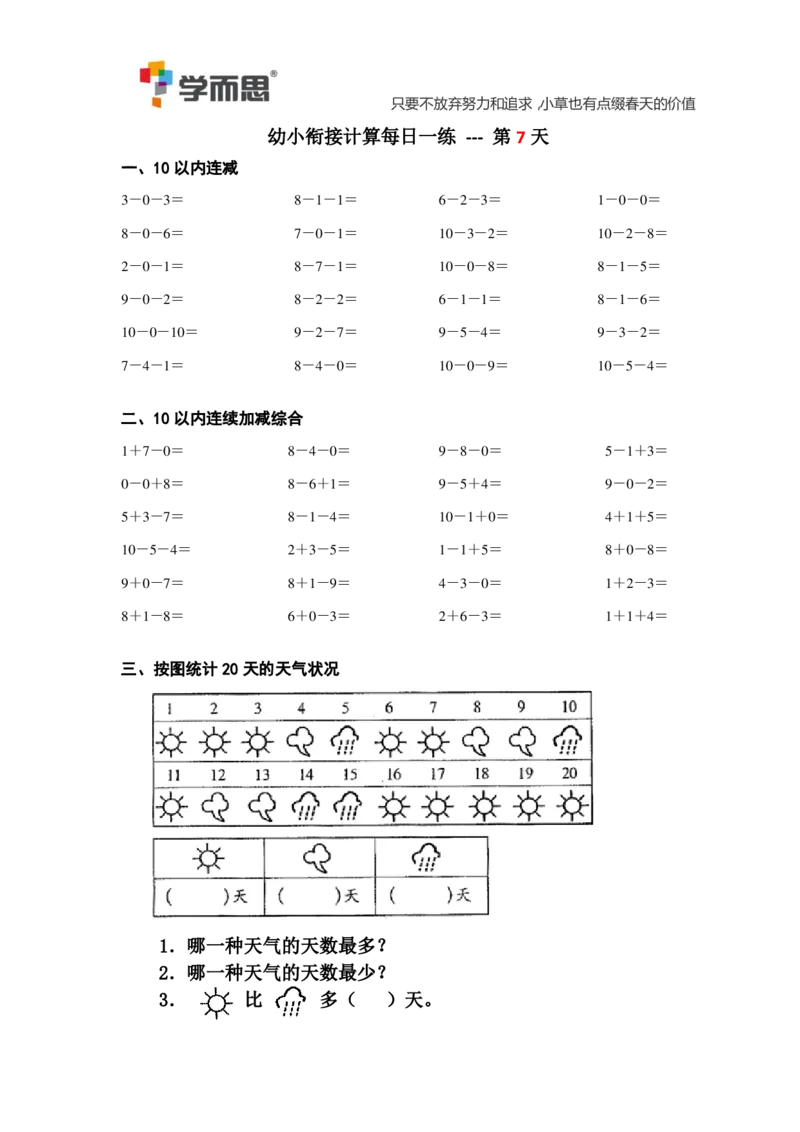 学而思幼小衔接计算每日一练39天_一年级上下册资料_小学一年级学习资料-25年更新版_1-00、幼小衔接_幼小衔接数学启蒙篇